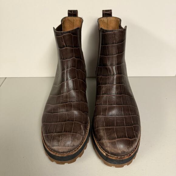 MADEWELL The Ivy Chelsea Boot Croc Embossed Leather Lug Sole Womens Sz 5.5 MA428 - Picture 2 of 11